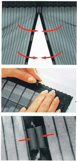Sidirela Pet Friendly Door Mosquito Net with Velcro with Magnetic Clasp Black 220x100cm
