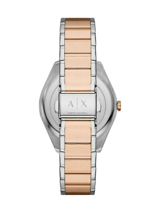Armani Exchange Γυναικείο Ρολόι 38mm Χρονογράφος Μπαταρίας με Μεταλλικό Μπρασελέ Ασημί/Ροζ χρυσό