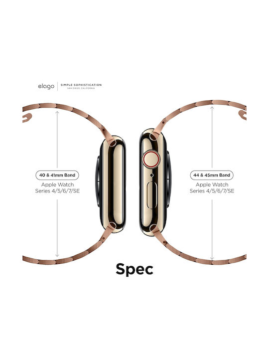 Elago Каишка Неръждаема стомана Розово злато (Apple Watch 44/45/46mm/Ultra 49mm) EAW-MTBAND45-RGD