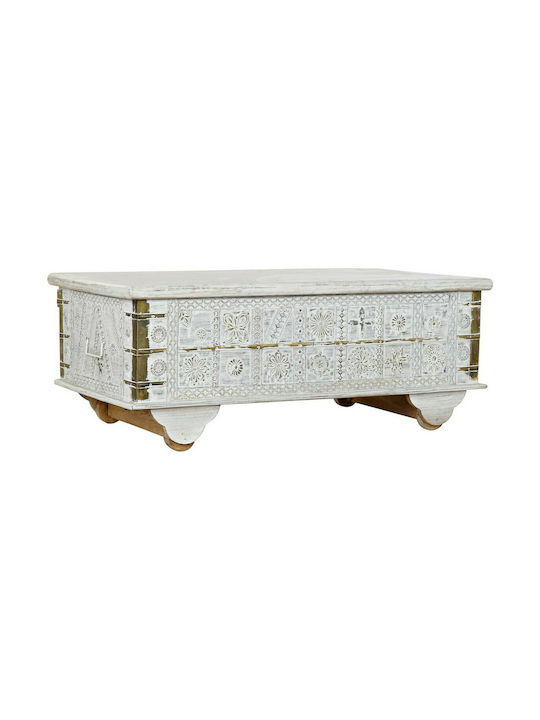 Rectangular Coffee Table from Solid Wood White L115xW60xH45cm.