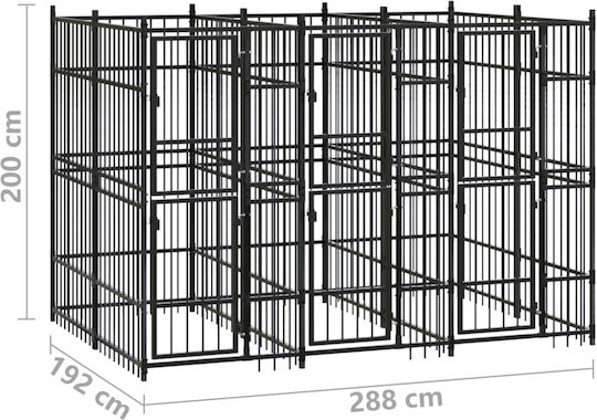 vidaXL Metallic Dog Park 288x192x200cm Black