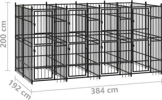 vidaXL Металик Парк За Куче 384x192x200см Черен