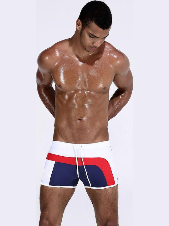 Ανδρικό Μαγιό Σορτς White/Navy Blue/White με Σχέδια