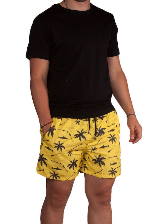 Palm Trees Ανδρικό Μαγιό Σορτς Κίτρινο Floral