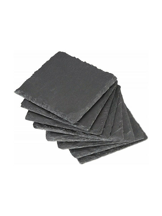 Relaxdays Stone Gray Coasters with Stand 10x10cm 8pcs