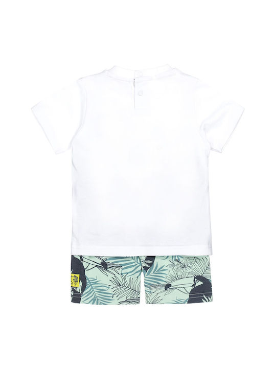 Baby boy's set of white-verhuman Dirkje V42656-31 parrot shirt and shorts V42656-31 for boys