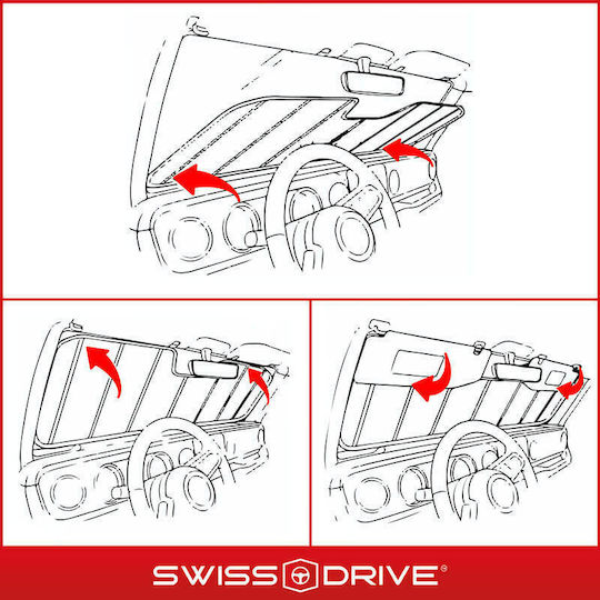 Swiss Drive Ηλιοπροστασία Παρμπρίζ Αυτοκινήτου Εσωτερική με Βεντούζα 145x70εκ.