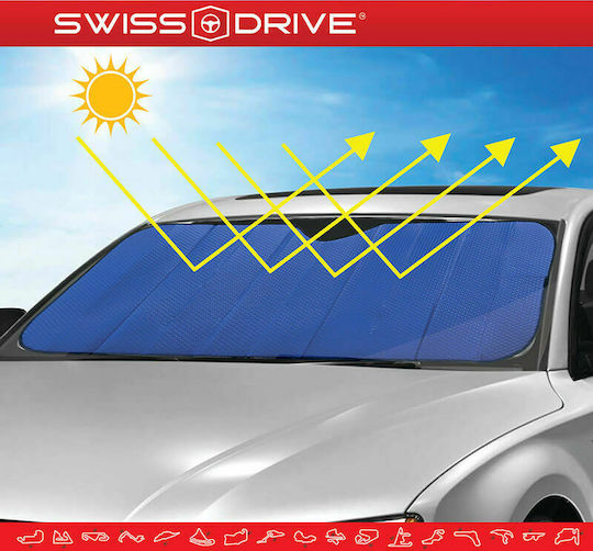 Swiss Drive Ηλιοπροστασία Παρμπρίζ Αυτοκινήτου Εσωτερική με Βεντούζα 145x70εκ.