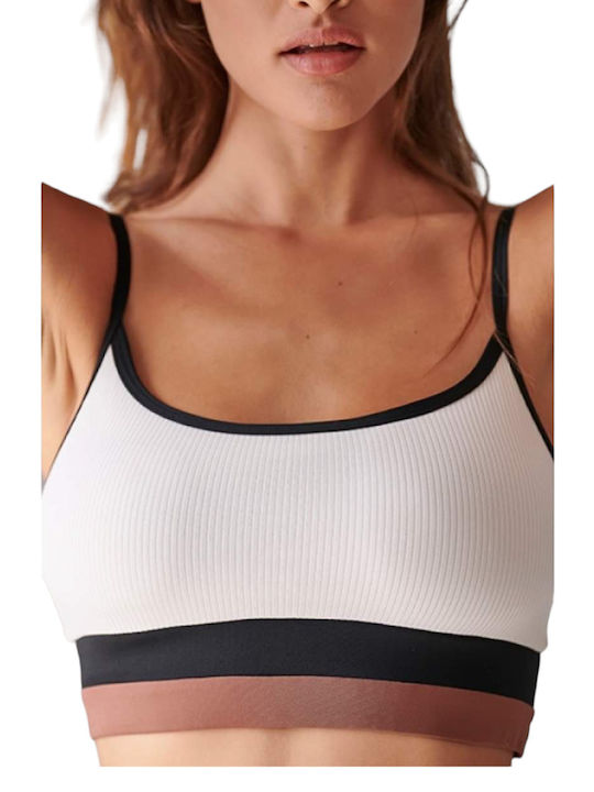 Bikini Sports Bra C Cup With Padding White Camel