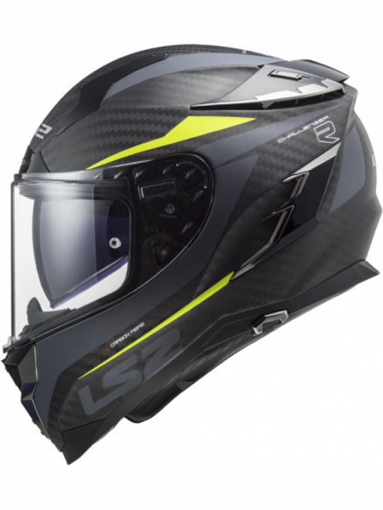 LS2 FF327 C Challenger Carbon Drone Full Face Helmet ECE 22.05 1350gr Matt Yellow