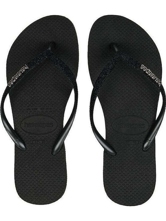Slim Glitter Women's Flip Flops Black