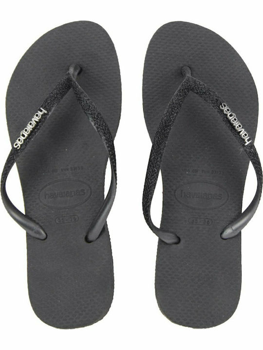 Slim Glitter Women's Flip Flops Black