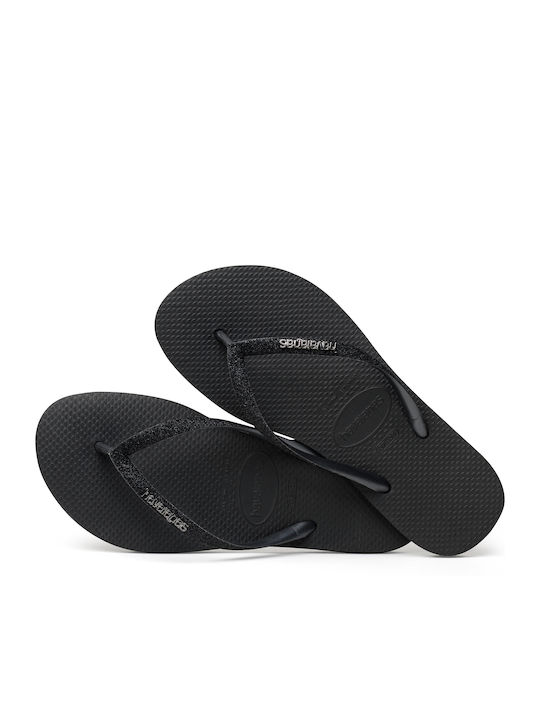 Slim Glitter Women's Flip Flops Black