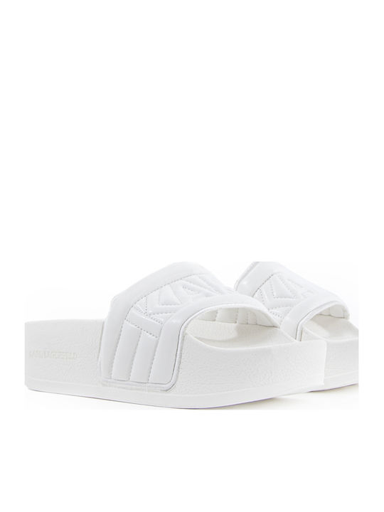 Puffa Logo Women's Platform Slides White
