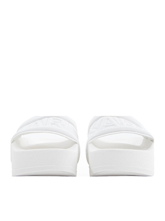 Puffa Logo Women's Platform Slides White