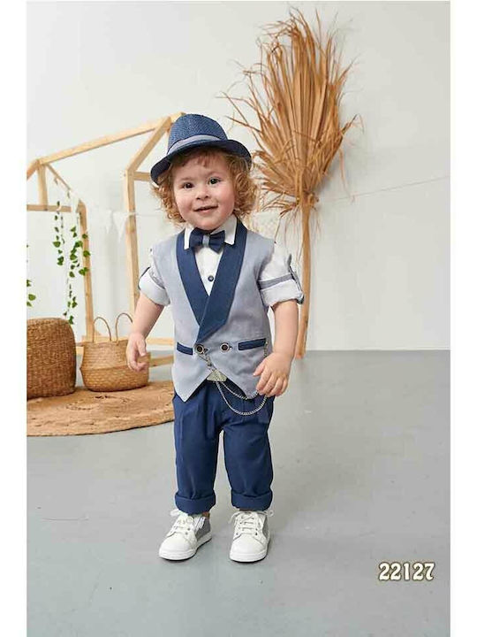 Bonito Baby Βαπτιστικό Κοστούμι Μπλε 6τμχ Bonito Baby Βαπτιστικό Κοστούμι Μπλε 6τμχ