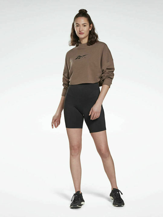 Reebok Studio Vector Women's Athletic Crop Top Long Sleeve Gray