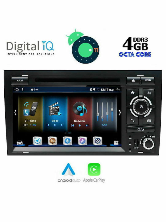 Digital IQ Car Audio System for Seat Exeo Audi A4 2002-2008 (Bluetooth/USB/AUX/WiFi/GPS/Apple-Carplay/Android-Auto/CD) with Touch Screen 7"