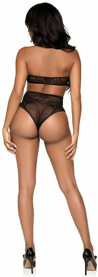 Leg Avenue Halter Crop Top & Thong Panty Black