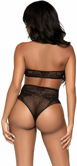 Leg Avenue Halter Crop Top & Thong Panty Black