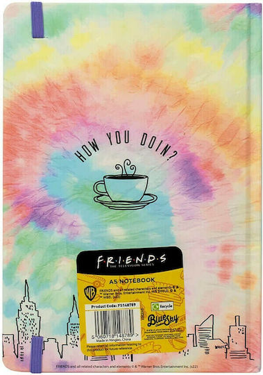 Blue Sky Studios Friends Rainbow Tie Dye Carnet A5 Cu dungi cu Elastic Multicolor