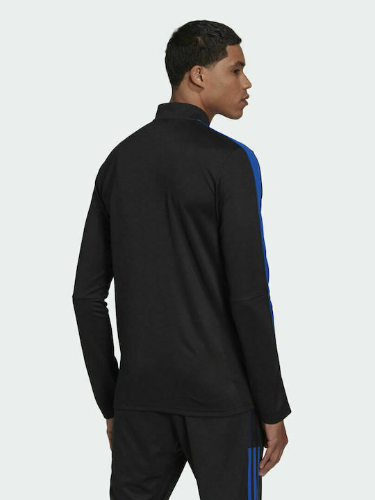 Adidas Tiro Essentials Training Bluza Sportivă pentru Bărbați cu Mânecă Lungă Decolteu cu fermoar Black / Royal Blue