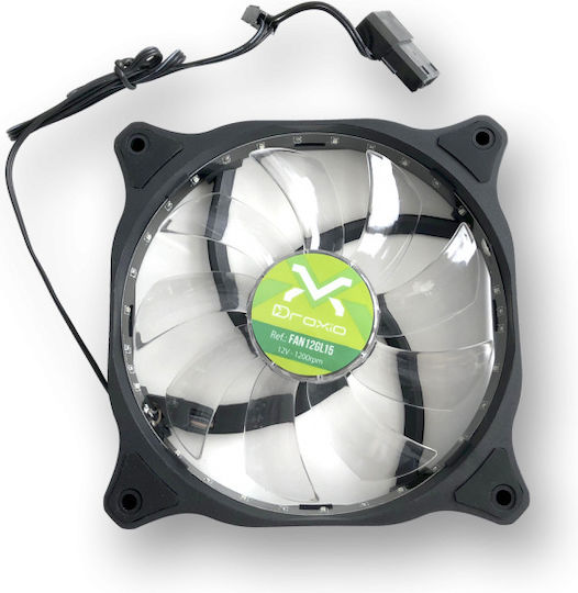 Droxio FAN12GL15 Ventilator Carcasă 120mm cu Iluminare Verde și Conexiune 3-Pin 1buc