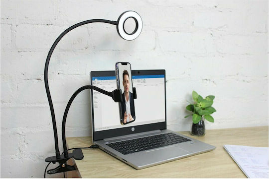 GloboStar Ring Light 9cm 3000 - 6000K with Desktop Stand/Mount Stand and Mobile Holder
