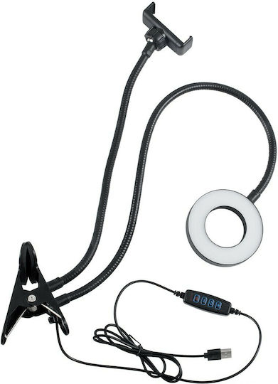 GloboStar Ring Light 9cm 3000 - 6000K with Desktop Stand/Mount Stand and Mobile Holder