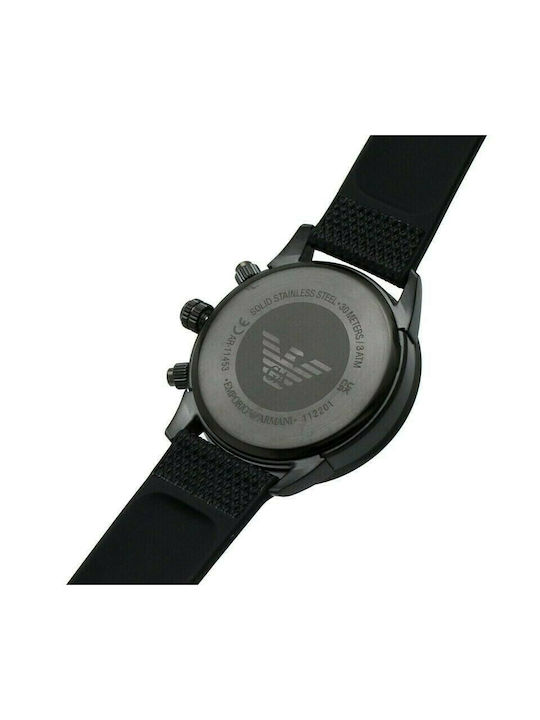 Emporio Armani Uhr Chronograph Batterie mit Schwarz Stoffarmband