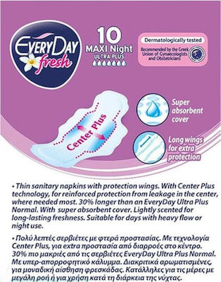 Every Day Fresh Maxi Night Prosoape igienice cu aripi Noapte pentru Flux normal 5 picături 10buc Ultra Plus