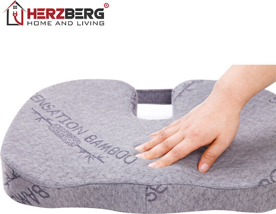 Herzberg Μαξιλάρι Καθίσματος με Memory Foam & Οπή 45x30x6.4cm σε Γκρι χρώμα HG-8040