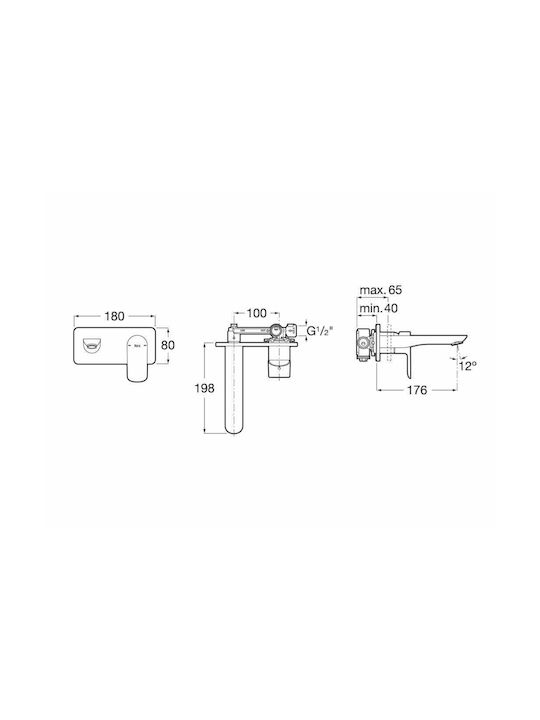 Roca Cala Set Mixer & Gură Îngropată pentru Lavabo 1 Ieșire Argintiu