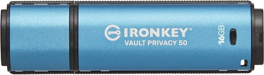 Kingston IronKey Vault Privacy 50 64GB USB 3.2 Stick Blue