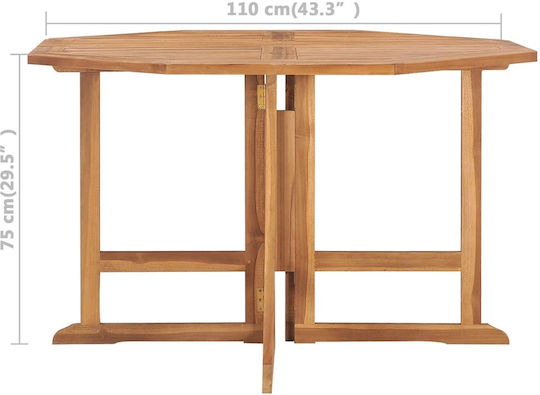 Outdoor Table from Teak Foldable Brown 110x110x75cm