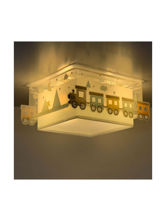 Ango Kids Plastic Single Mount Ceiling Light E27 Night Train Multicolour 15W 37.5x16.5cm