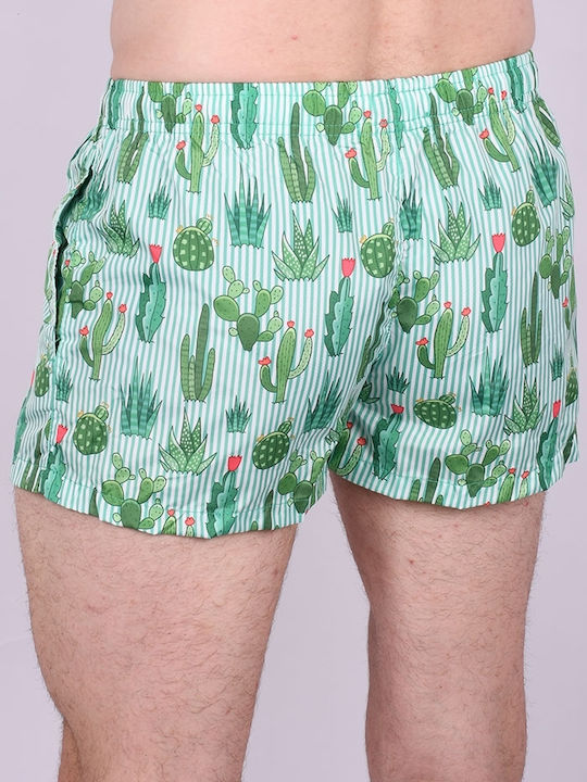 Men's swimsuit with cactus patterns Green