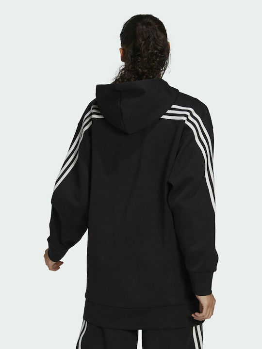 adidas Future Icons 3-Stripes Φούτερ Μαύρο με Κουκούλα