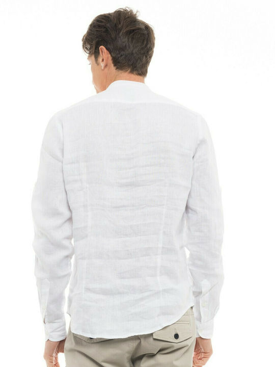 Biston Men's Shirt Long Sleeve Linen White