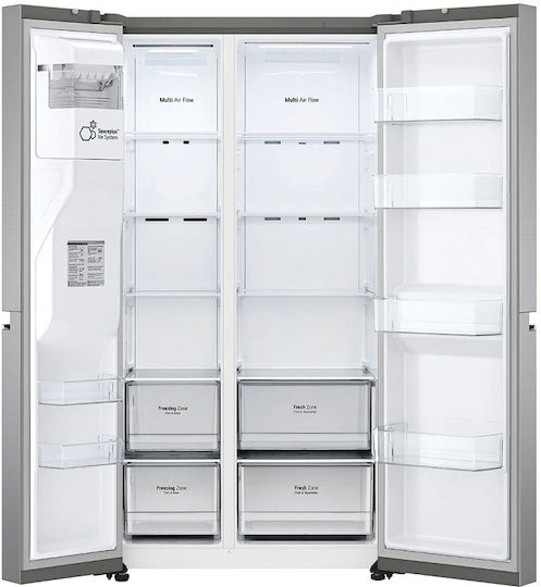 LG Side-by-Side Refrigerator 635lt Total NoFrost H179xW91.3xD73.5cm Inox GSLV70PZTE