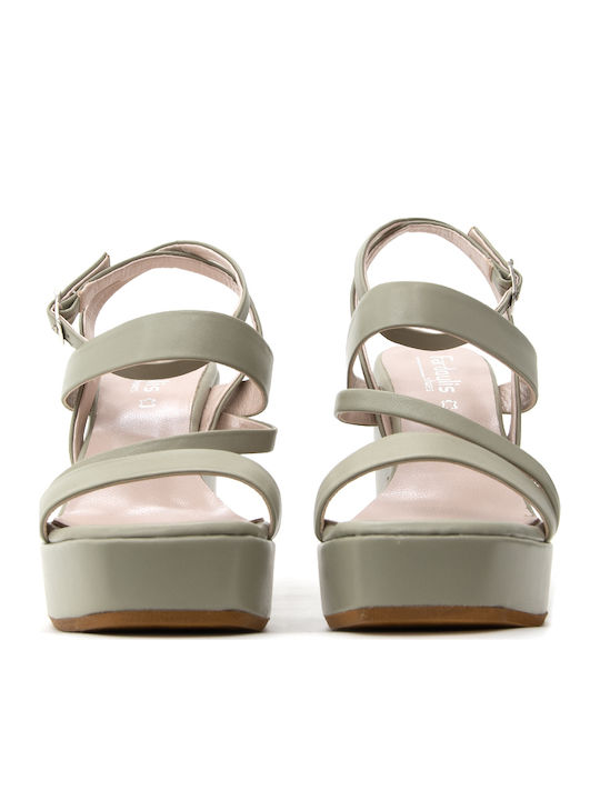 Women's Leather Ankle Strap Platforms Ladi