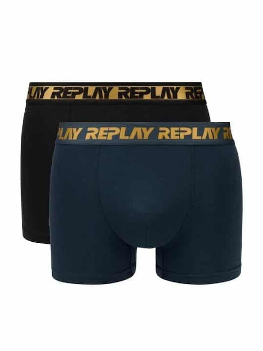 Replay Herren Boxershorts Navy / Black 2Packung