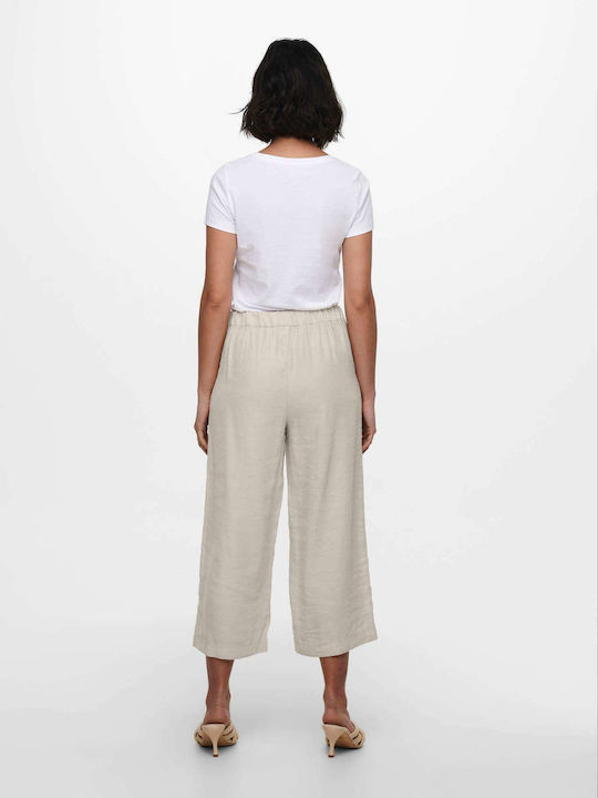 Only Women's Fabric Trousers with Elastic in Regular Fit Beige