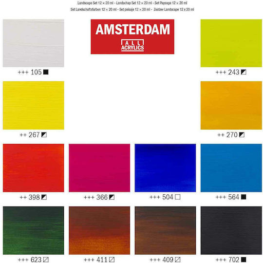 Royal Talens Amsterdam All Acrylics Standard Landscape Acrylic Paint Set in Multicolour color 20ml 12pcs