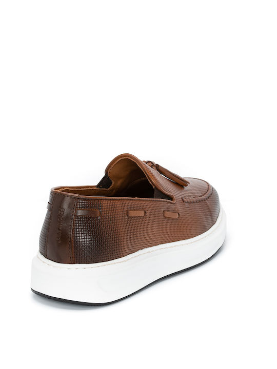 2916 Leder Herren Mokassins in Tabac Braun Farbe