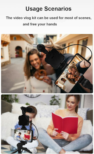 Yunteng AY-49 Selfie Stick Τρίποδο Κινητού Bluetooth με Φωτισμό Μαύρο