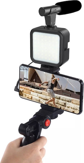 Yunteng AY-49 Selfie Stick Τρίποδο Κινητού Bluetooth με Φωτισμό Μαύρο