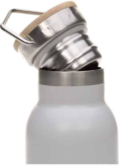 Laessig Kids Water Bottle Thermos Stainless Steel with Screw Cap Non Spill Gray 460ml