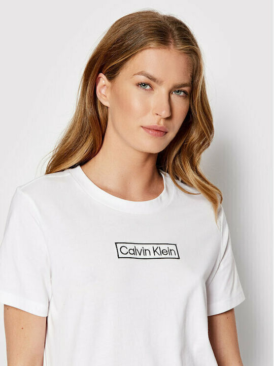 Calvin Klein Καλοκαιρινό Γυναικείο Σετ Πιτζάμας Βαμβακερό Λευκό