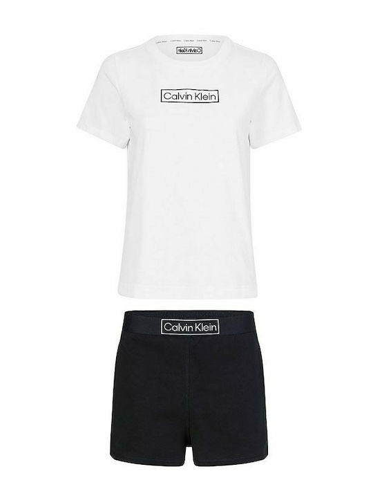 Calvin Klein Καλοκαιρινό Γυναικείο Σετ Πιτζάμας Βαμβακερό Λευκό